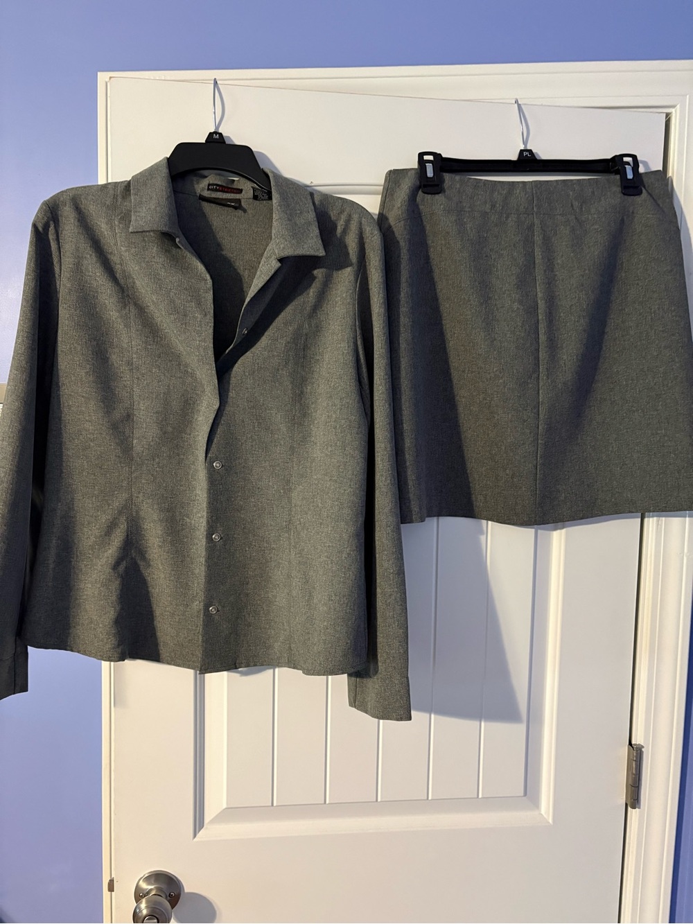 New York & Company Gray Two-Piece Skirt Set